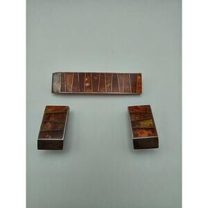 Vintage Polish Silver Amber Modernist Set, circa 1960s–1970s